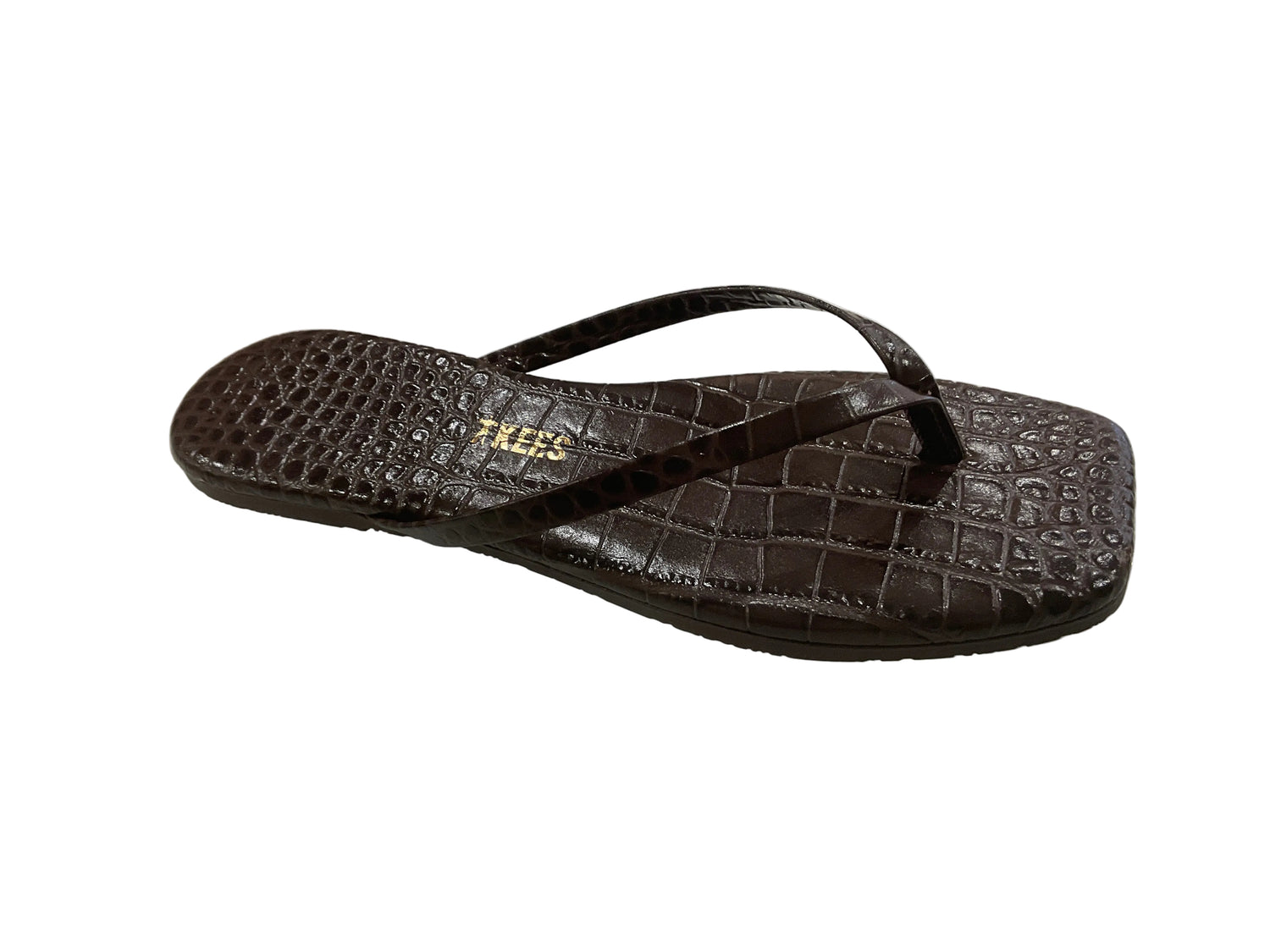 Tkees brown croc square toe