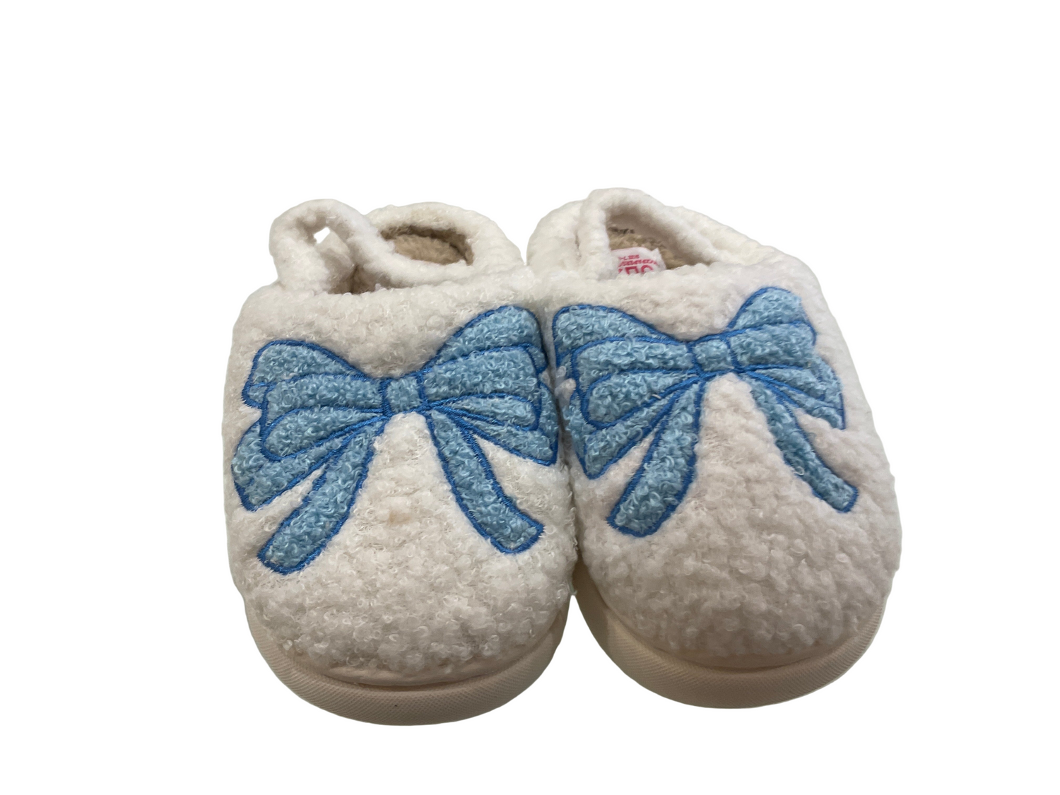 Bow house slippers blue