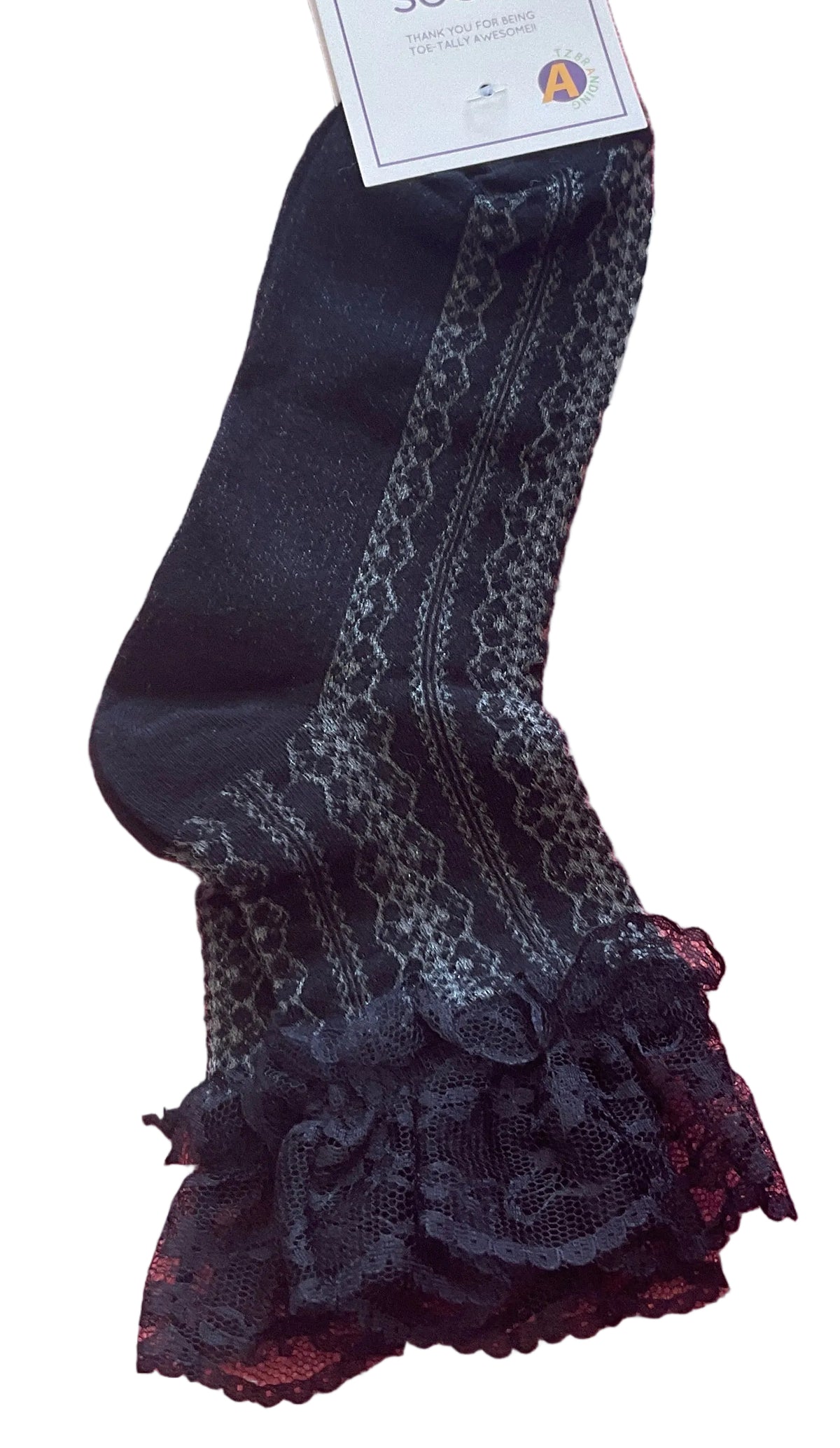 BLACK RUFFLE CREW SOCK