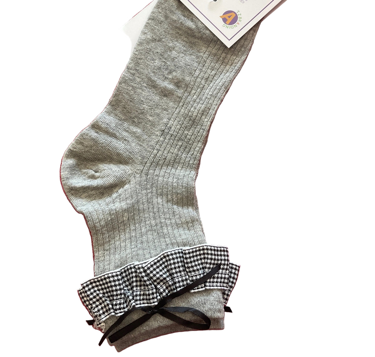 GINGHAM RUFFLE CREW SOCK