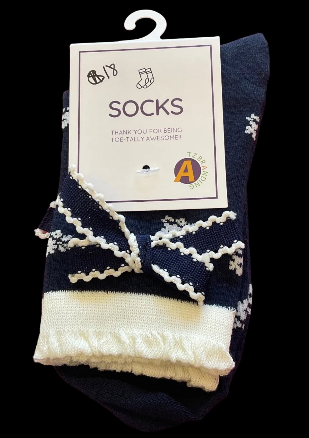 Blue Bow Crew Sock