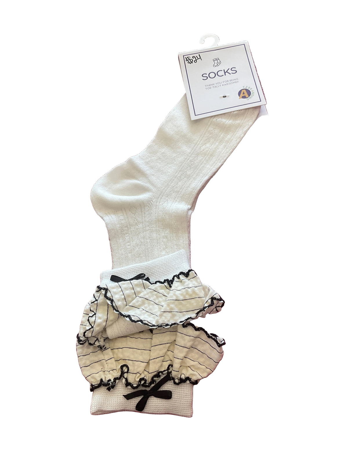 White Black Crew Sock