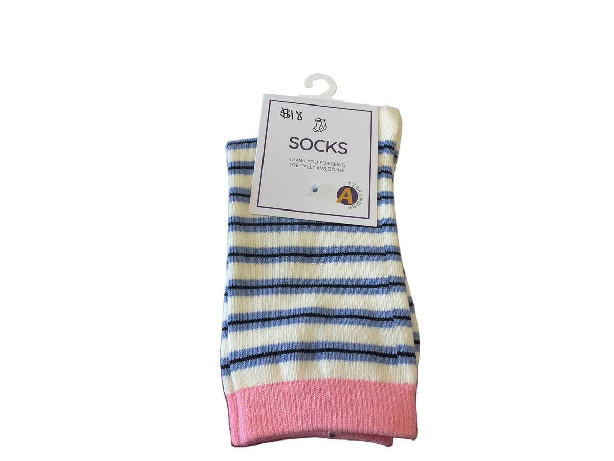 BLUE/PINK PATTERN CREW SOCK