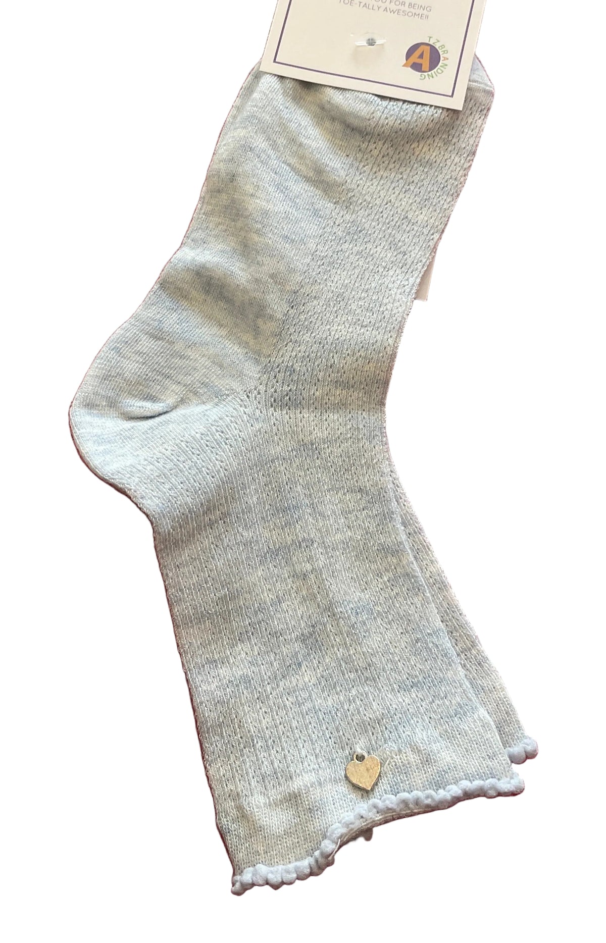 Blue Heart Charm Crew Sock